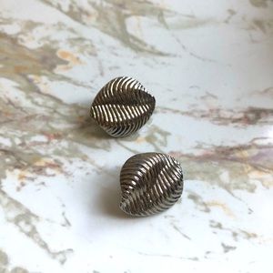 Vintage Silver Twisted Seashell Earrings